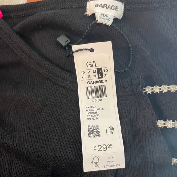 Garage Women's Black Cut Out Rhinestone Crop Top-Sz L- NEW - Picture 3 of 3
